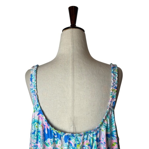 Lilly Pulitzer Dress Women XXL Blue Pink Floral Loro Swing Dream Team Mini Boho - Picture 4 of 12